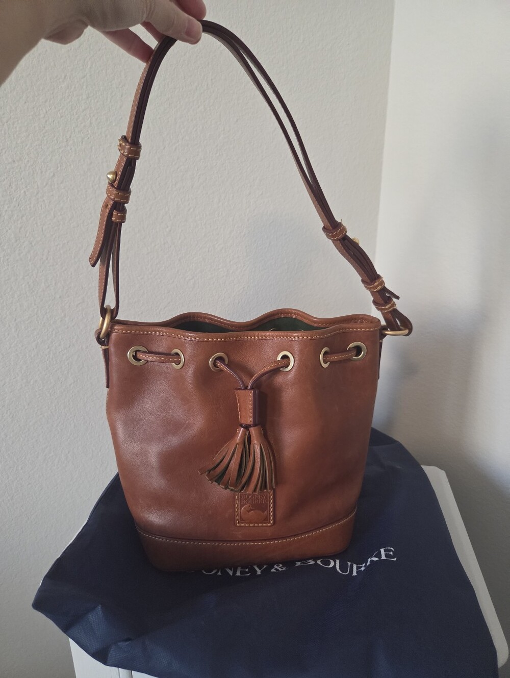 Dooney & Bourke Florentine Leather Bucket Bag with Tassel Shoulder Strap